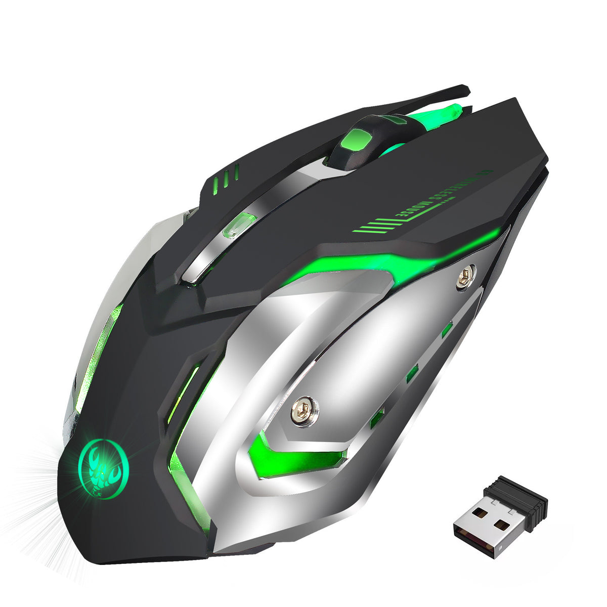 Souris Gaming Sans Fil Rechargeable 2,4 GHz – RGB 7 Couleurs, 6 Boutons, DPI 2400, Batterie 600 mAh, Silencieuse, PC & Mac