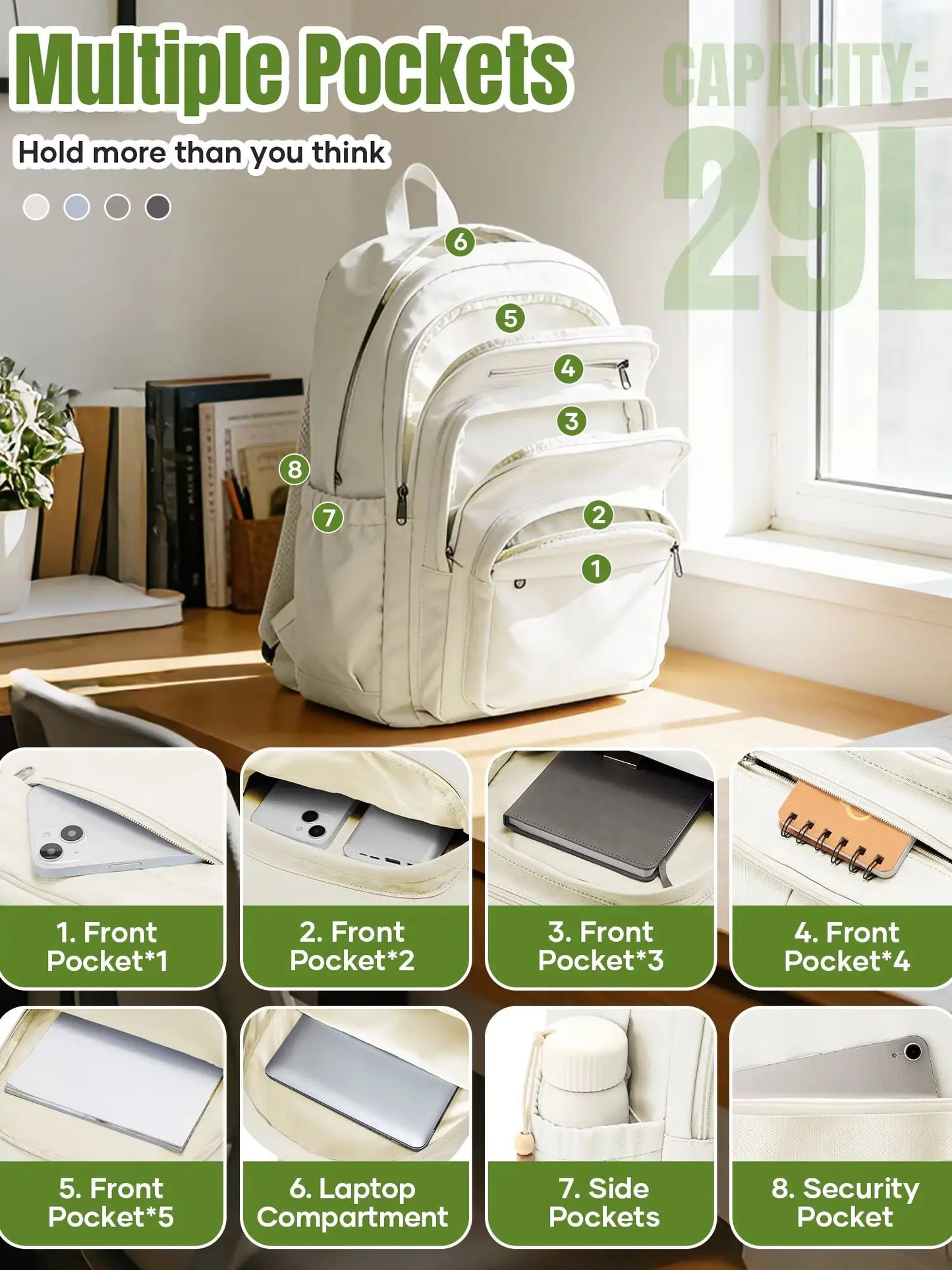 Sac à Dos Imperméable Style INS – Grande Capacité, Collège & Lycée, 4 Coloris