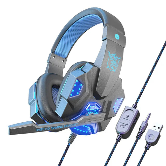 Casque Gaming Filaire PC – Micro Intégré, LED RGB, Jack 3,5mm + USB, Câble 2m, 3 Coloris, Confort Longue Durée