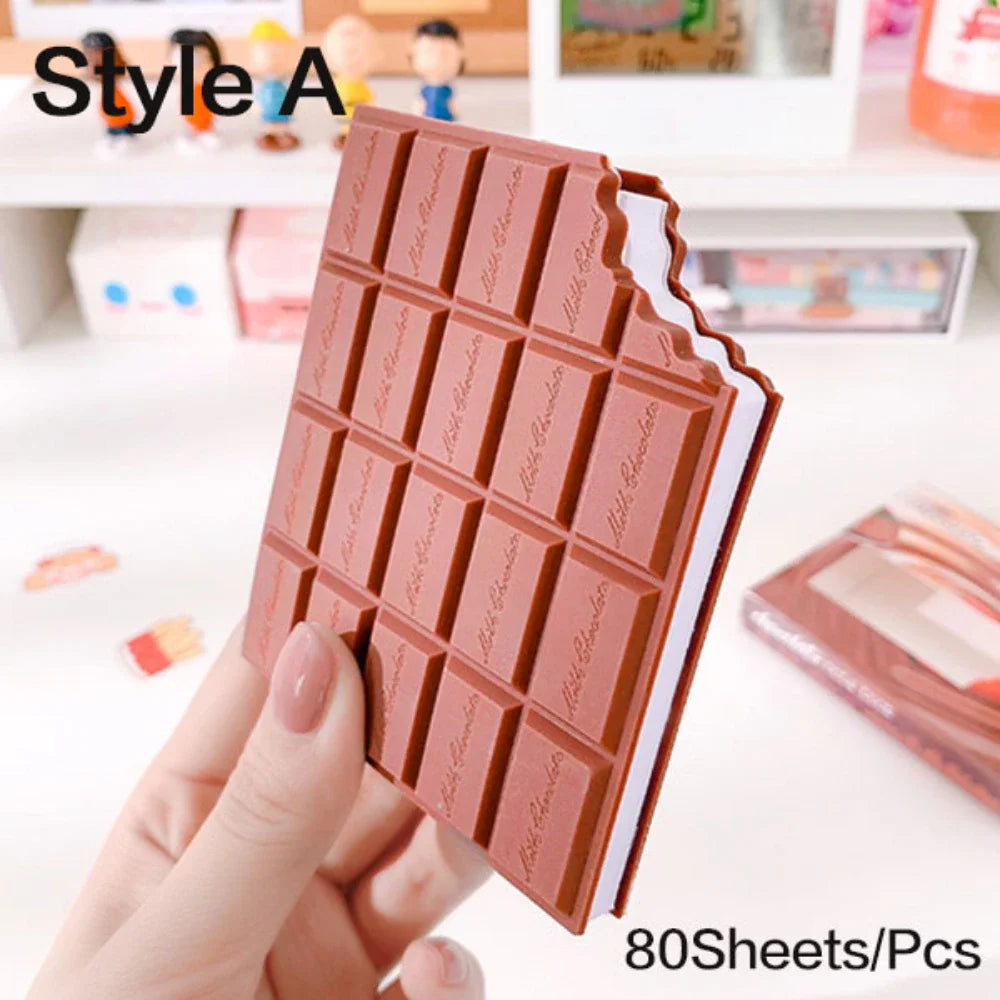 Bloc-notes Kawaii Forme Biscuit & Chocolat – 80 Feuilles Détachables, Design Mignon