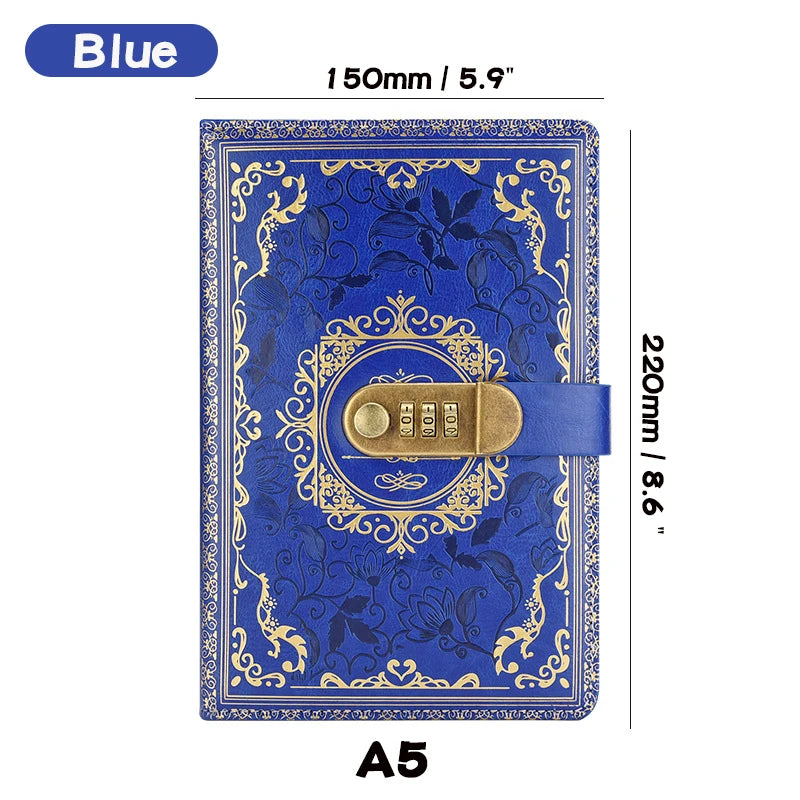Journal Intime à Cadenas – Cuir PU, Verrou À Combinaison, 100 Feuilles, Format A5 – 6 Coloris