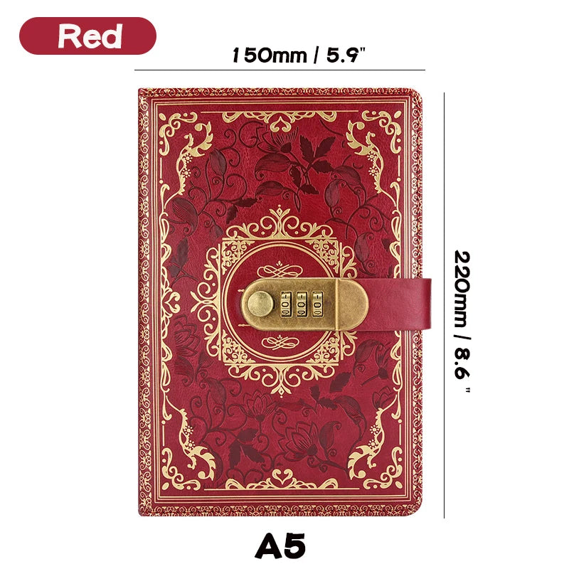 Journal Intime à Cadenas – Cuir PU, Verrou À Combinaison, 100 Feuilles, Format A5 – 6 Coloris