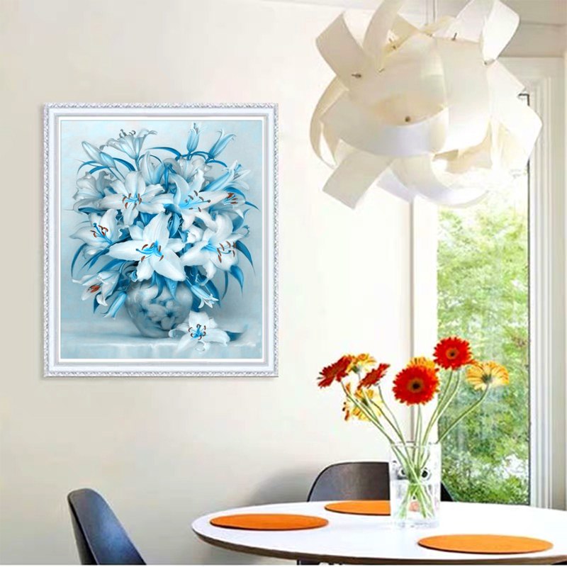 Kit Peinture Diamant Fleurs – Full Drill, Diamants Ronds Résine 2,8mm, 447 Couleurs DMC, 3 Formats, Décoration Murale