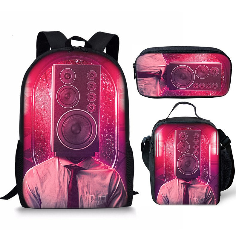 Ensemble 3 Pièces Sac à Dos Skibidi Toilet – PVC, Protection Colonne, École Primaire & Collège, 6 Coloris