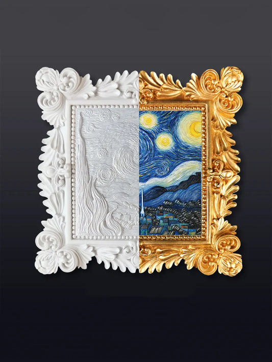 Kit Peinture 3D Relief – La Nuit Étoilée de Van Gogh, Époxy & Pigments, 17,5x17,5cm, Cadeau Art & Décoration