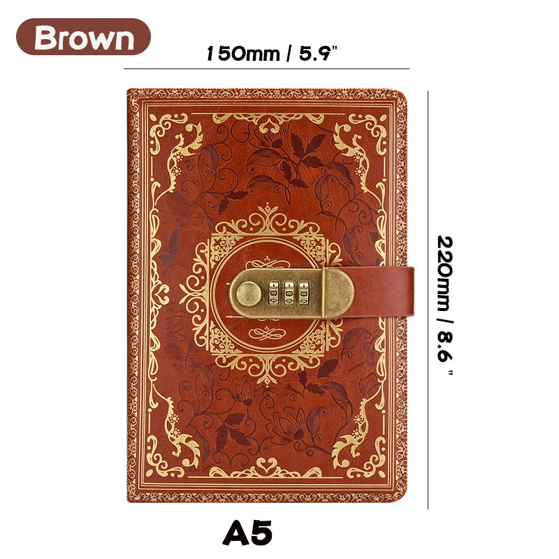 Journal Intime à Cadenas – Cuir PU, Verrou À Combinaison, 100 Feuilles, Format A5 – 6 Coloris