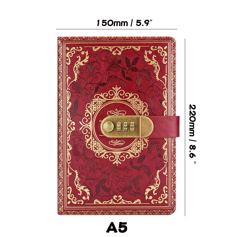 Journal Intime à Cadenas – Cuir PU, Verrou À Combinaison, 100 Feuilles, Format A5 – 6 Coloris