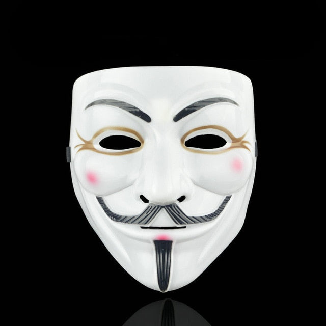 Masque V pour Vendetta – Guy Fawkes Anonymous, PVC, Noir ou Blanc, Cosplay & Halloween, 19x16 cm
