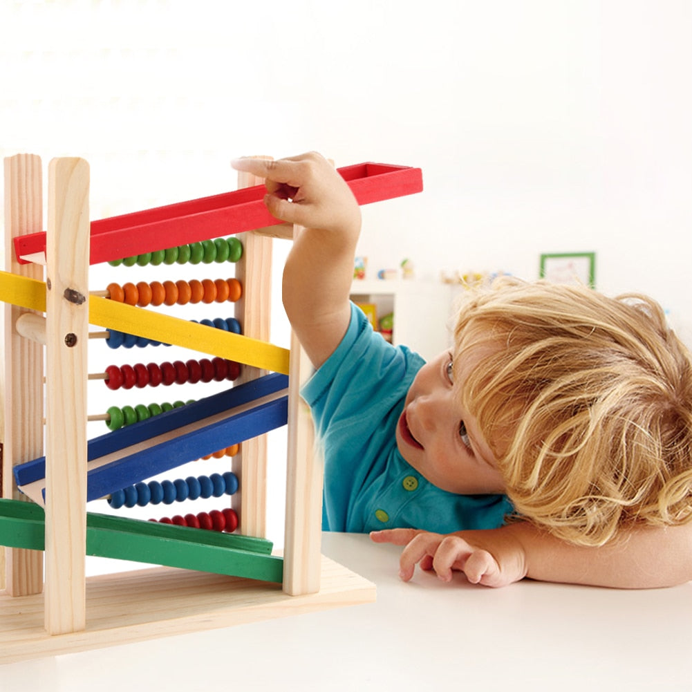 Abaque Voiture Montessori en Bois – 4 Mini-Voitures Colorées, Jeu Éducatif Enfant +3 Ans, Apprentissage Précoce