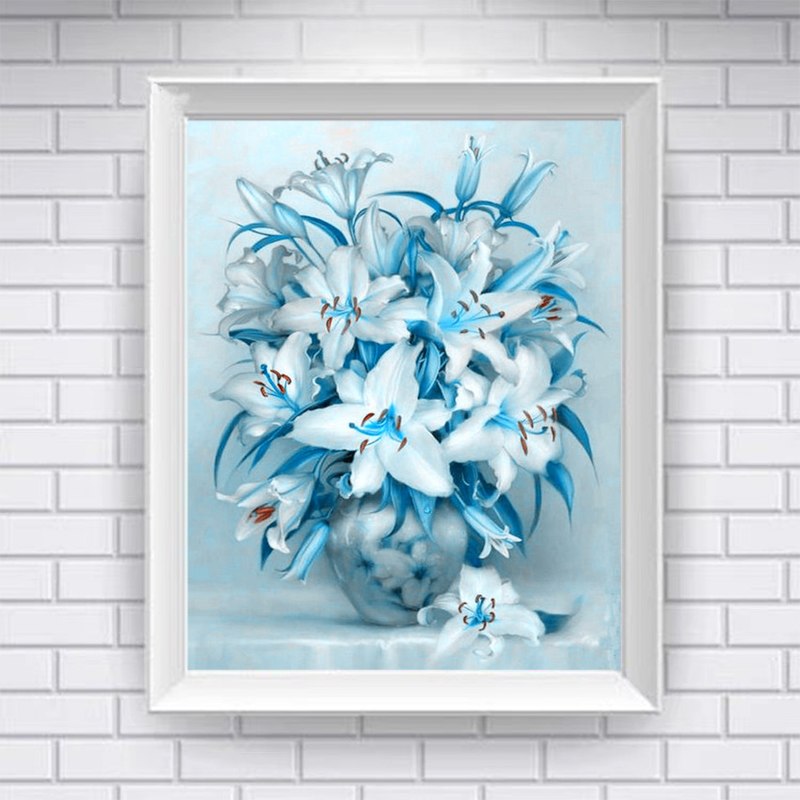 Kit Peinture Diamant Fleurs – Full Drill, Diamants Ronds Résine 2,8mm, 447 Couleurs DMC, 3 Formats, Décoration Murale