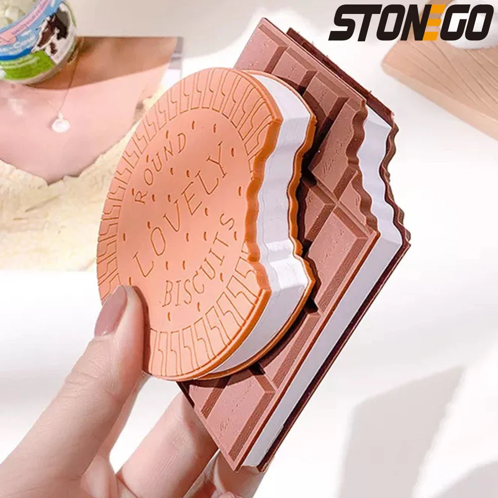 Bloc-notes Kawaii Forme Biscuit & Chocolat – 80 Feuilles Détachables, Design Mignon