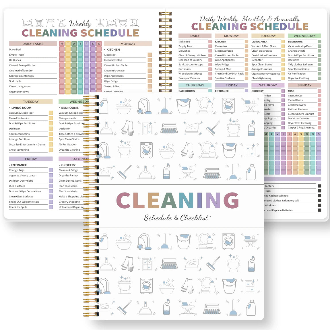 Planner Ménage A5 Spirale – Planning Quotidien, Hebdomadaire & Mensuel, TDAH Friendly