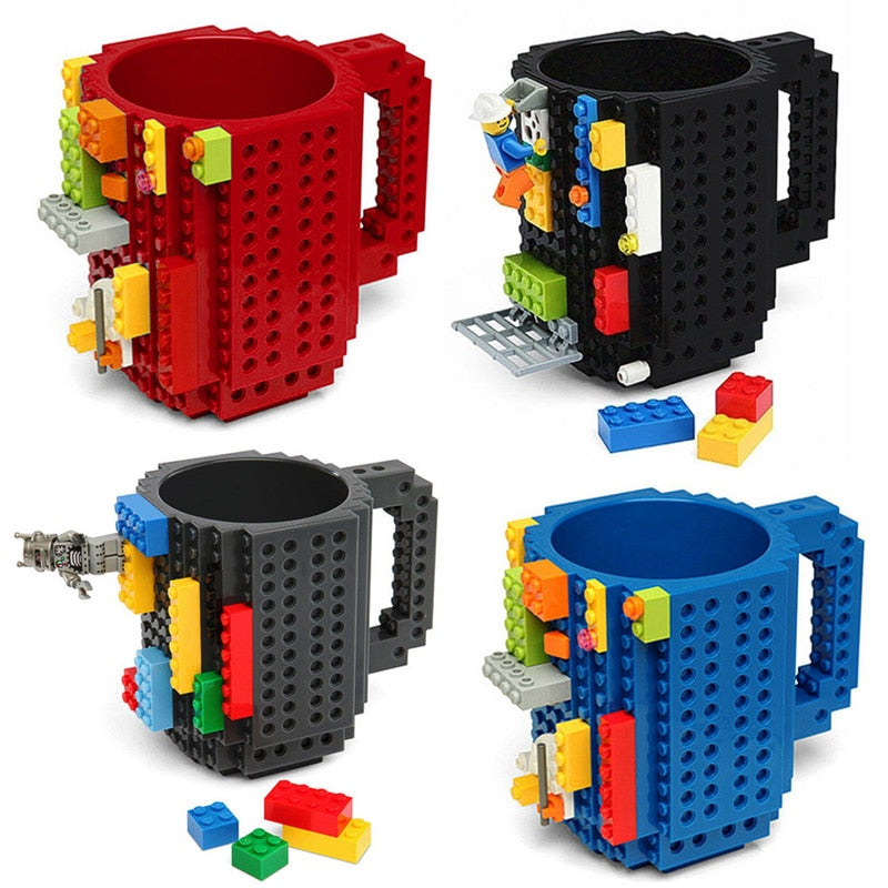 Mug Créatif Style Briques 350ml – Plastique Alimentaire Certifié, 6 Coloris, Enfant & Adulte, Cadeau Original