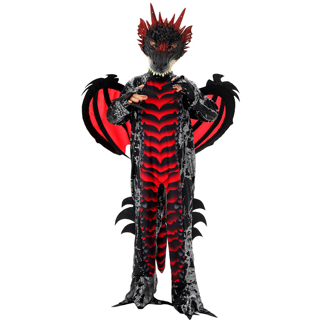 Costume Dinosaure Diable Enfant – Déguisement Cosplay Halloween & Scène, Imprimé, Tailles S à XL