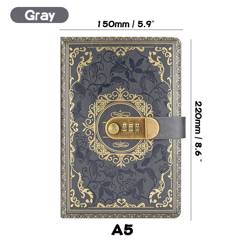 Journal Intime à Cadenas – Cuir PU, Verrou À Combinaison, 100 Feuilles, Format A5 – 6 Coloris