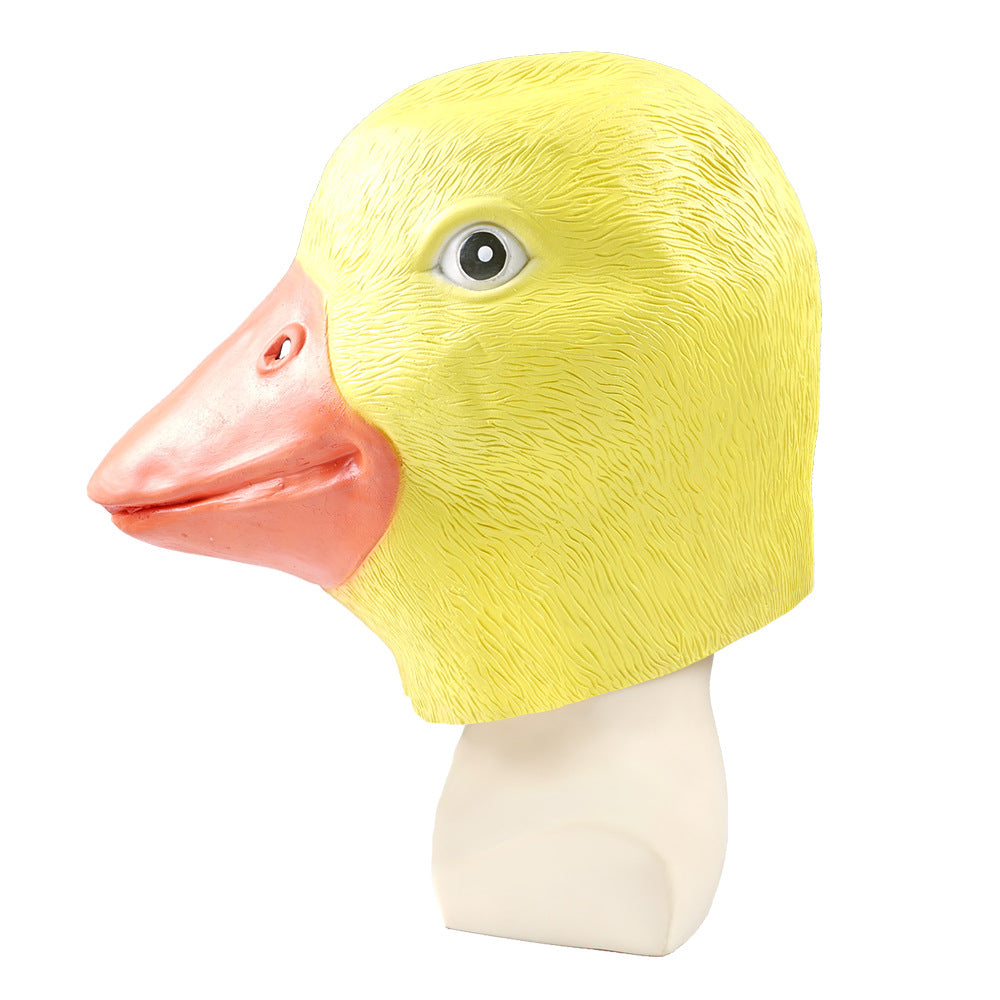 Masque Canard Jaune Latex – Déguisement Halloween & Cosplay Humoristique, Masque Animal Tête Entière, 30x28 cm