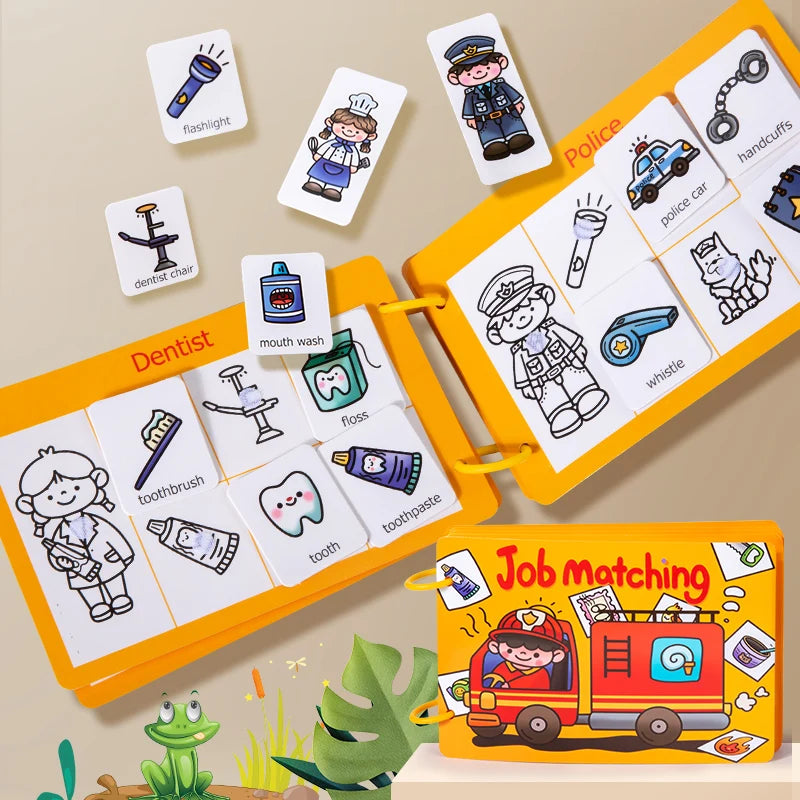Livre Éducatif Stickers Repositionnables Thème Métiers – Jouet en Bois, Enfant 3-6 Ans