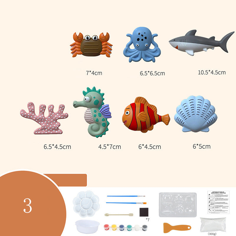 Kit Peinture Plâtre DIY Enfant – Figurines à Peindre, 3 Thèmes au Choix (Dinosaure, Océan, Oiseaux), 7-14 Ans