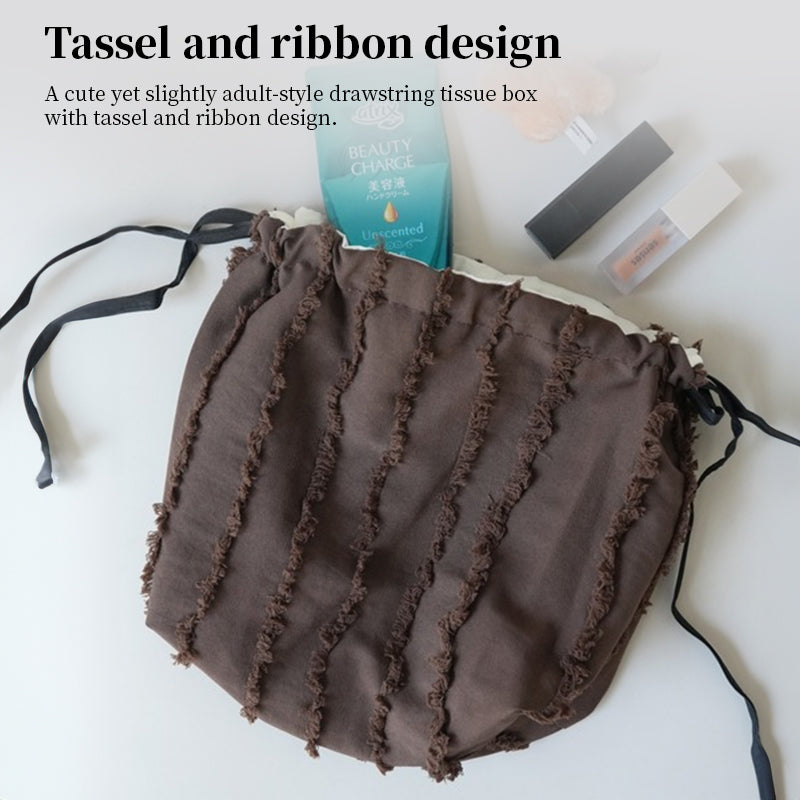 Housse Boîte à Mouchoirs en Tissu – Style Coréen, Nœud 3D Décoratif, 13,5x15,5cm, 3 Coloris, Déco Maison & Chambre