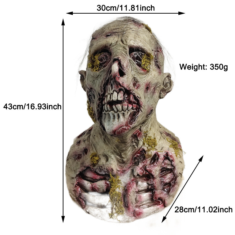 Masque Crâne Zombie Recouvert de Mousse – Latex Horreur Halloween, Cosplay Escape Room & Carnaval, DIY