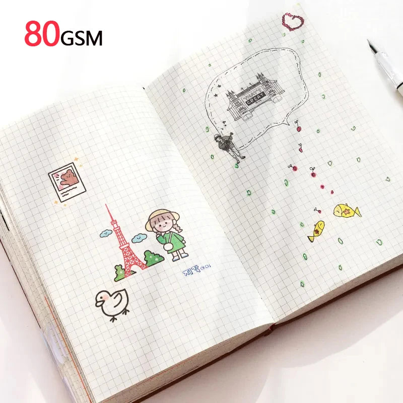 Carnet A5 à Grille – Journal, Voyage & Agenda – Couverture Simili-Cuir – 264 Pages – 5 Coloris