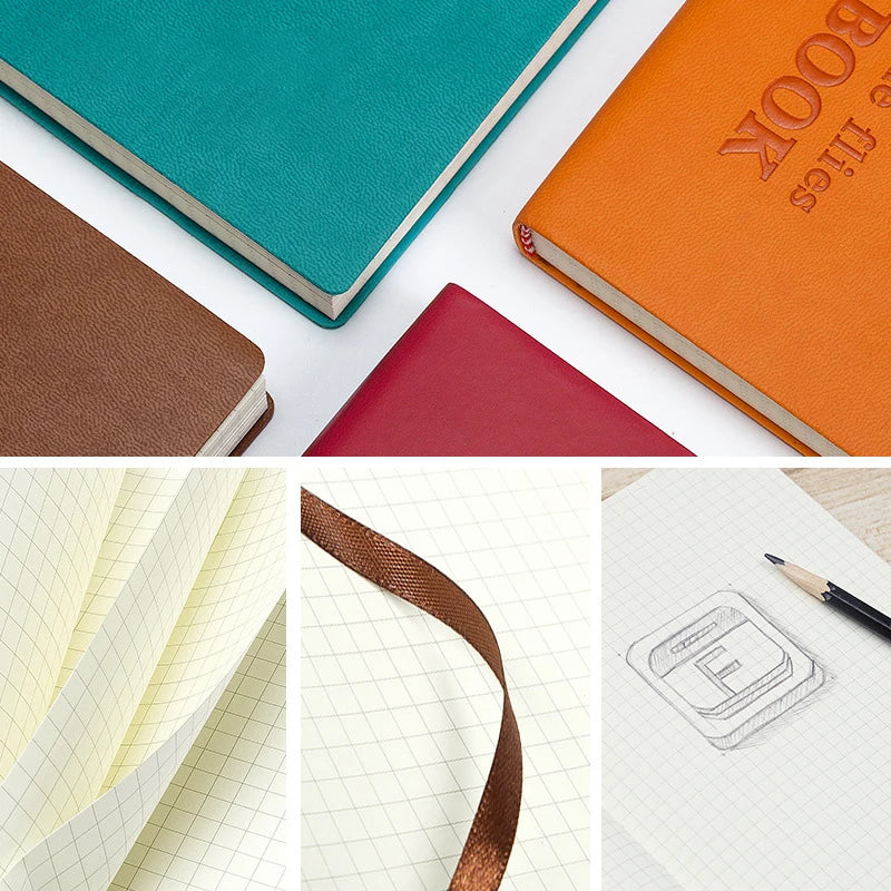 Carnet A5 à Grille – Journal, Voyage & Agenda – Couverture Simili-Cuir – 264 Pages – 5 Coloris