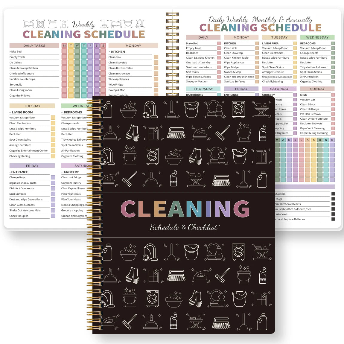 Planner Ménage A5 Spirale – Planning Quotidien, Hebdomadaire & Mensuel, TDAH Friendly