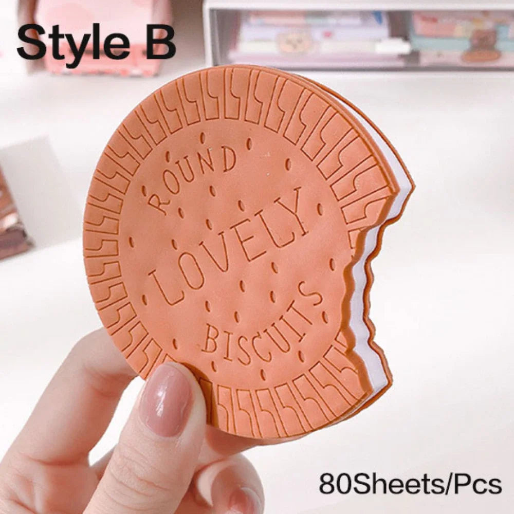 Bloc-notes Kawaii Forme Biscuit & Chocolat – 80 Feuilles Détachables, Design Mignon