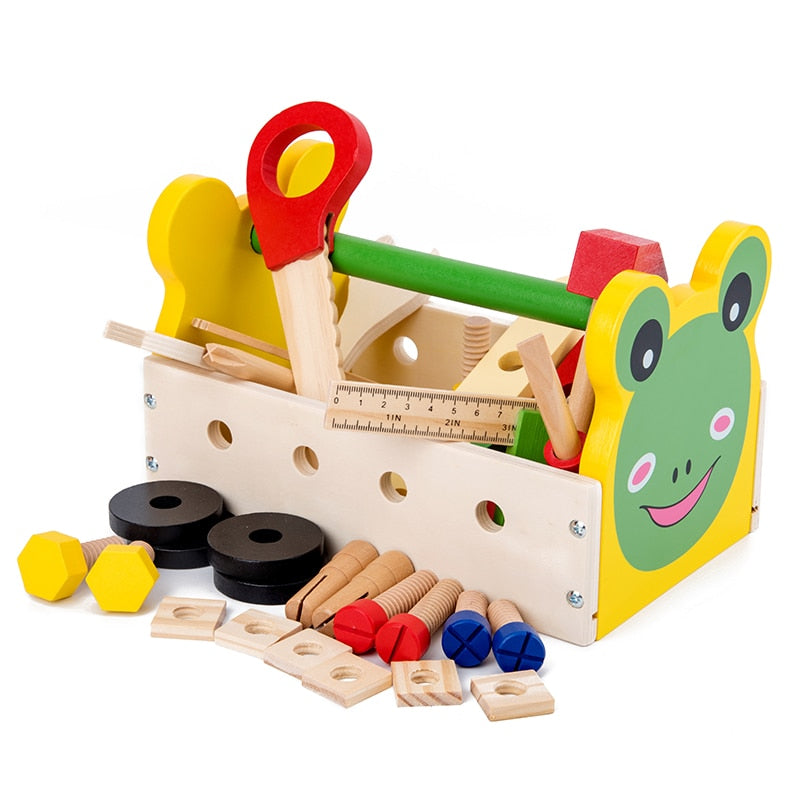 Boîte à Outils Jouet en Bois Enfant – Jeu d’Imitation Animal (Singe, Koala ou Grenouille), Développement Éducatif