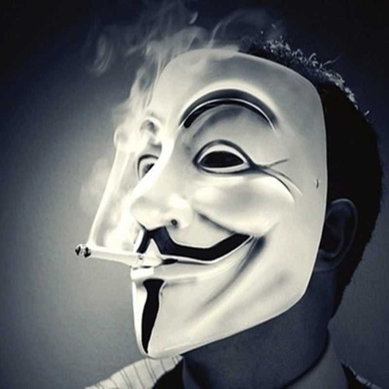 Masque V pour Vendetta – Guy Fawkes Anonymous, PVC, Noir ou Blanc, Cosplay & Halloween, 19x16 cm