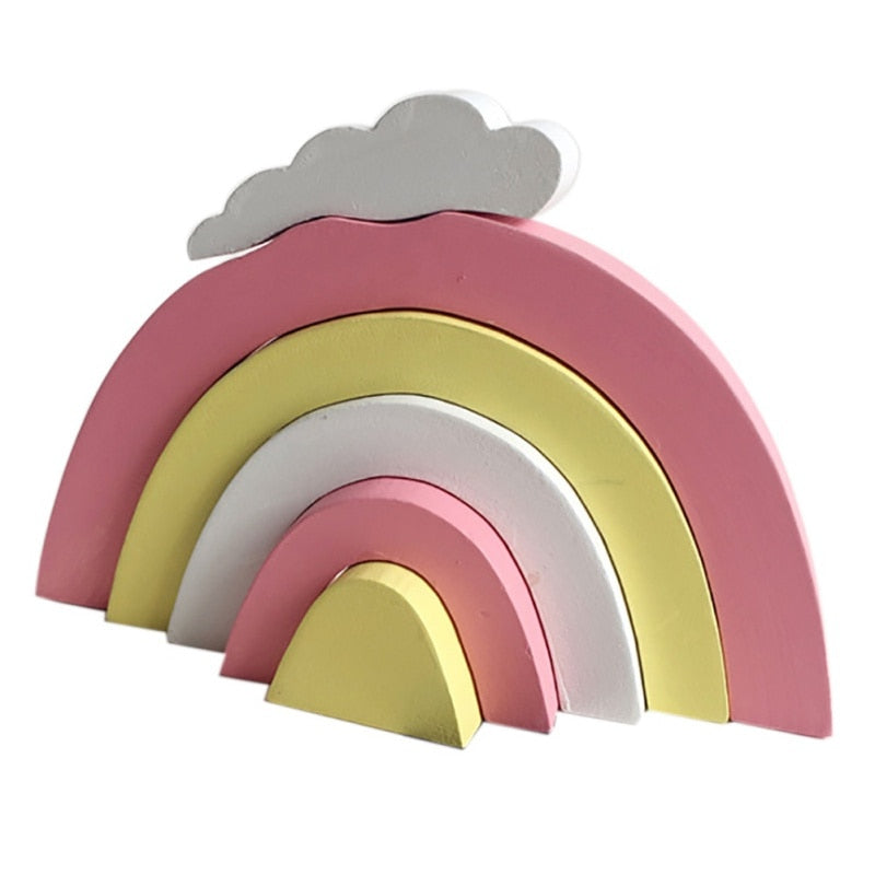 Blocs Arc-en-Ciel en Bois – Décoration Chambre Enfant, Accessoire Photo & Montessori, 22×16cm
