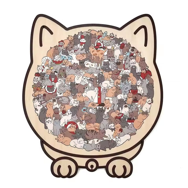 Puzzle 135 Pièces Silhouette Chat – Pièces Forme Patte, Décoration & Cadeau, 4 Palettes de Couleurs