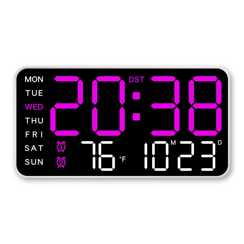 Horloge Murale LED Digitale Multifonctions – Heure Température Humidité Date Double Alarme, Rétroéclairage RGB 8 Couleurs, USB ou Piles, 3 Coloris