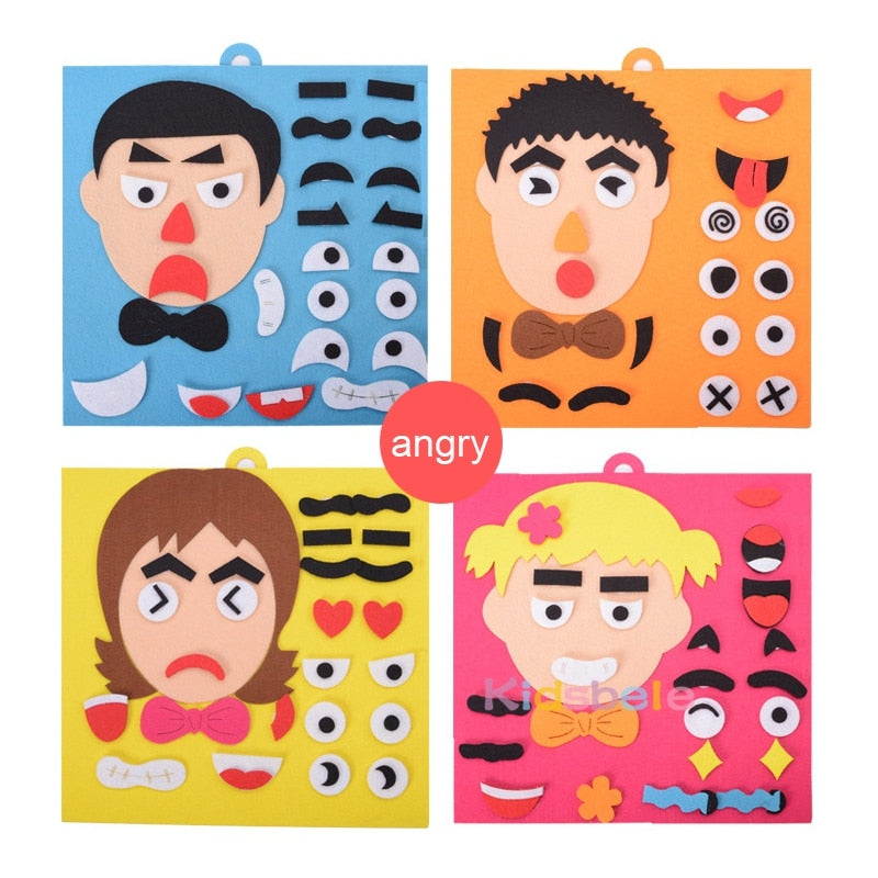 Puzzle Créatif Expressions du Visage DIY 30×30cm – Garçon, Fille, Papa ou Maman, Jeu Éducatif Enfant, Cadeau Famille