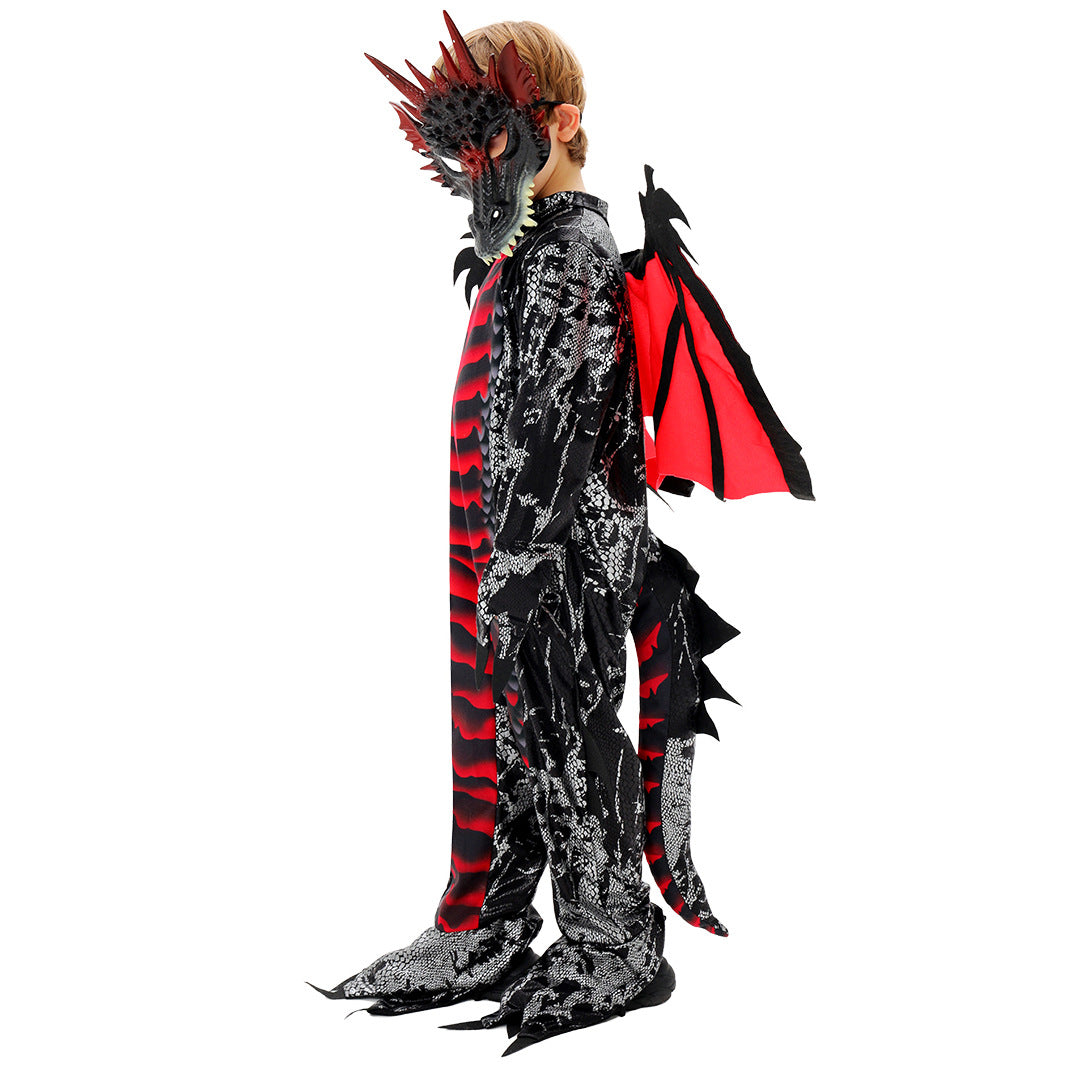 Costume Dinosaure Diable Enfant – Déguisement Cosplay Halloween & Scène, Imprimé, Tailles S à XL