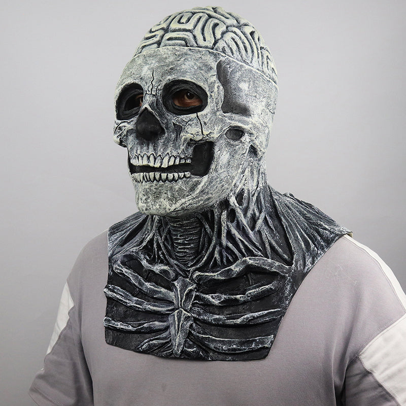 Masque Crâne Squelette Halloween – Accessoire Horreur Démon Zombie, Latex, Modèle Squelette ou Chapeau