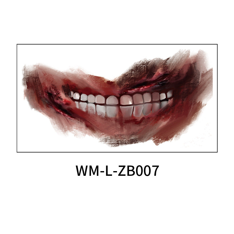 Stickers Tatouage Bouche Halloween – Maquillage Lèvres Horreur DIY, 10 Modèles, Coloris ou Noir & Blanc, Soirée Déguisée
