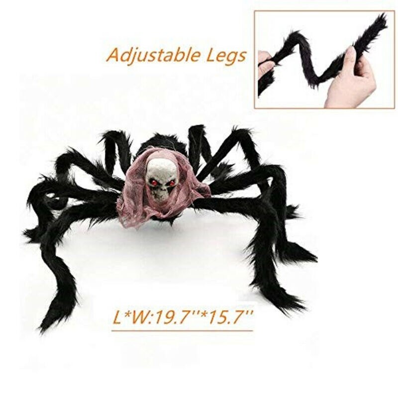 Grande Araignée Peluche Géante Halloween – Décoration Maison Hantée, Jardin & Extérieur, Crâne & Prop de Fête