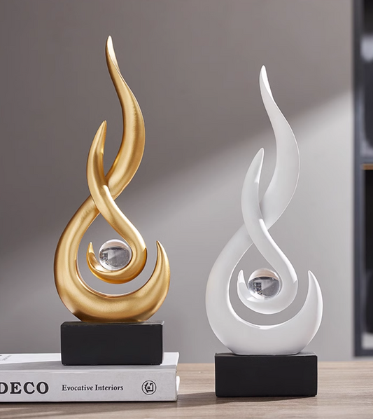 Objet Décoratif en Résine Style Luxe Moderne – Figurine Haut de Gamme, 3 Coloris Or Blanc Noir, Salon Console Buffet Meuble TV Bureau