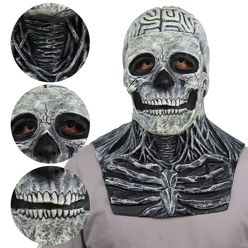 Masque Crâne Squelette Halloween – Accessoire Horreur Démon Zombie, Latex, Modèle Squelette ou Chapeau