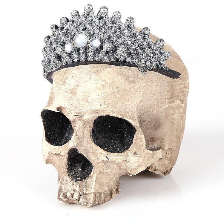 Crâne Couronne en Résine – Décoration Halloween & Gothique Chic, Modèle Princesse
