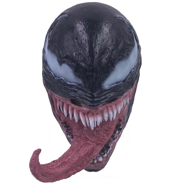 Masque Venom Marvel Latex – Déguisement Halloween & Cosplay Super-Vilain, Noir & Rouge, Taille Universelle Adulte