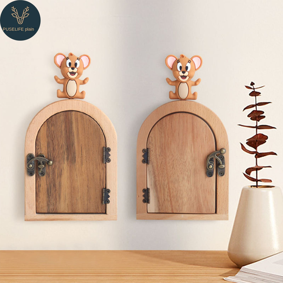 Cache-Interrupteur Bois Massif Style Porte Cintrée – Décoration Murale Originale, Salon Chambre Enfant