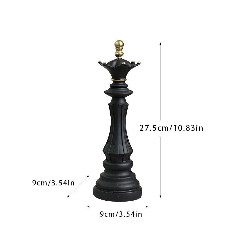Set 3 Pièces d’Échecs Décoratives en Résine – Roi Reine Cheval, Style Européen, Déco Salon Bureau Cave à Vin, Cadeau
