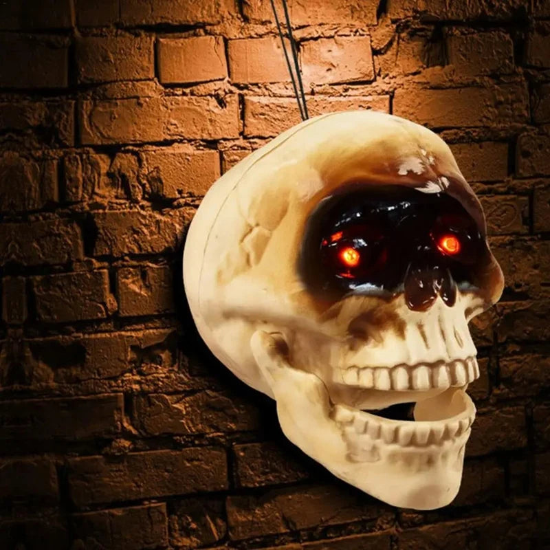 Crâne Halloween Animé – Décoration Effrayante avec Capteur de Mouvement et Son