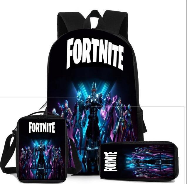 Ensemble 3 Pièces Sac à Dos Fortnite – Enfant & Ado, École Primaire & Collège, Blanc