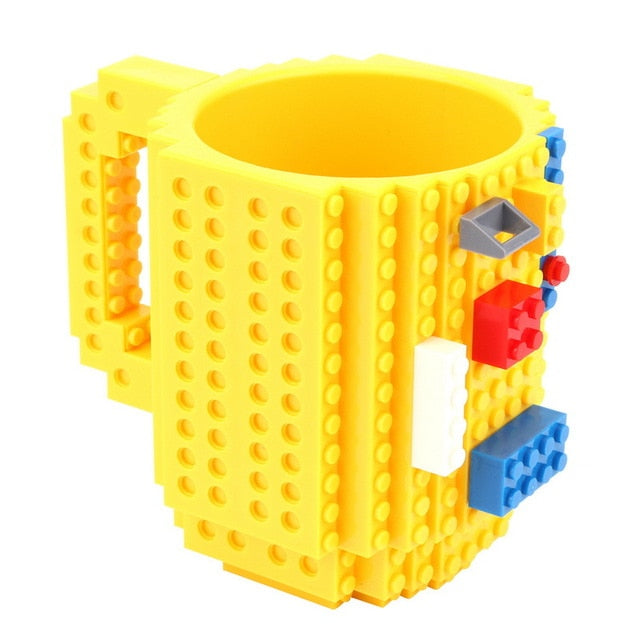 Mug Créatif Style Briques 350ml – Plastique Alimentaire Certifié, 6 Coloris, Enfant & Adulte, Cadeau Original