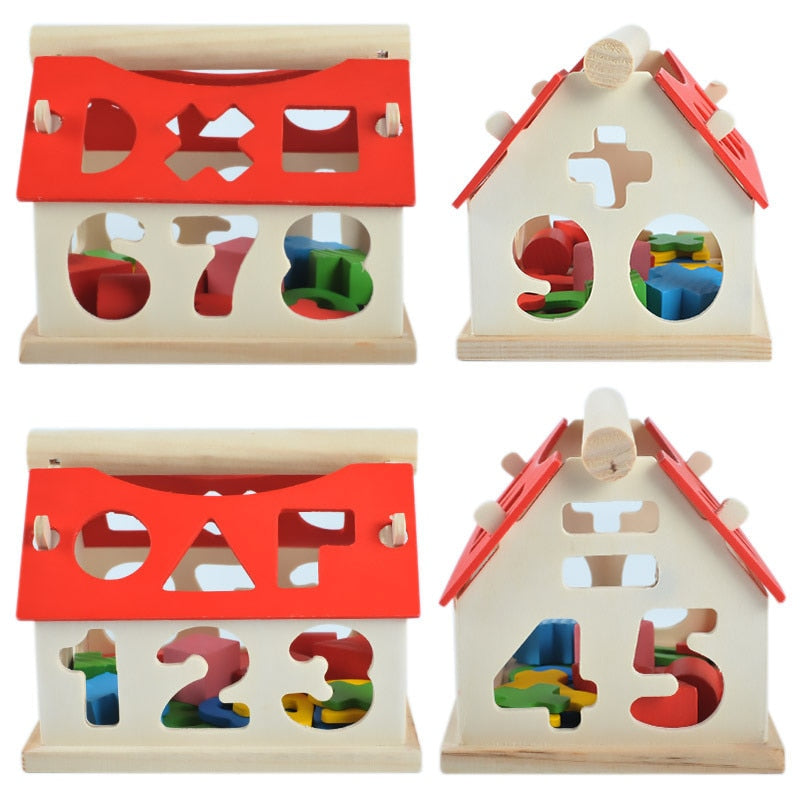 Maison de Blocs en Bois Chiffres & Lettres – Jeu de Construction Multicolore, Éveil Maths & Alphabet, Dès 2 Ans, Cadeau Enfant
