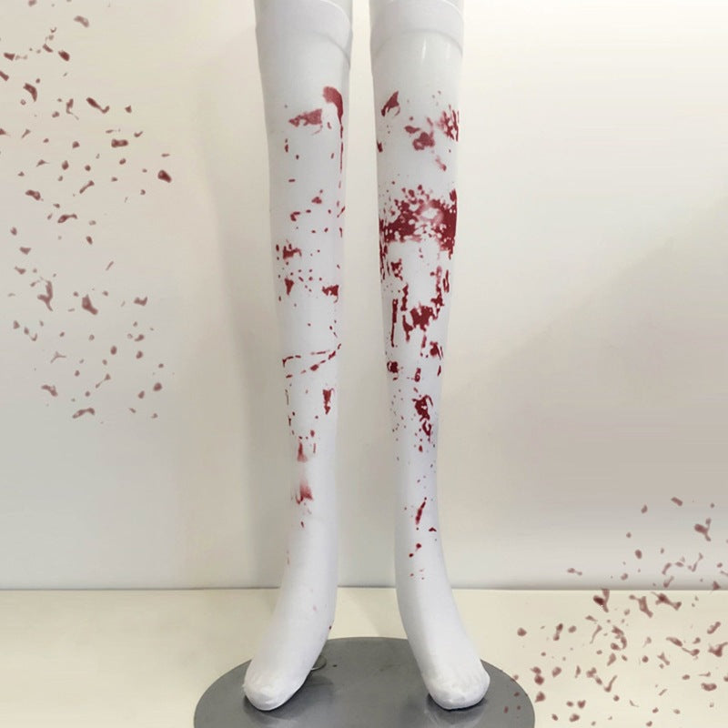 Chaussettes Ensanglantées Halloween – Accessoire Zombie Infirmière, Adulte & Enfant, Taille Unique