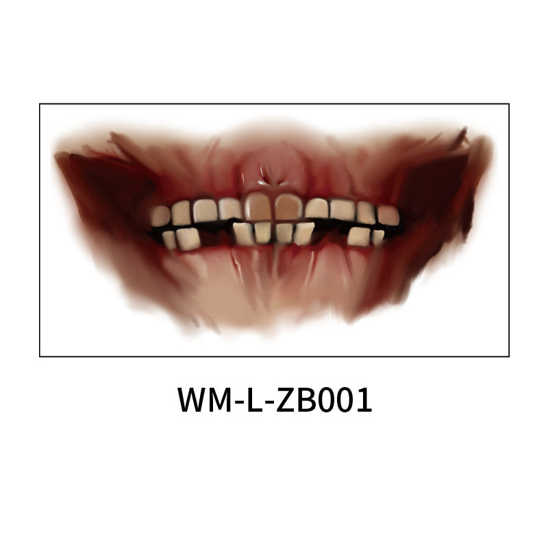 Stickers Tatouage Bouche Halloween – Maquillage Lèvres Horreur DIY, 10 Modèles, Coloris ou Noir & Blanc, Soirée Déguisée
